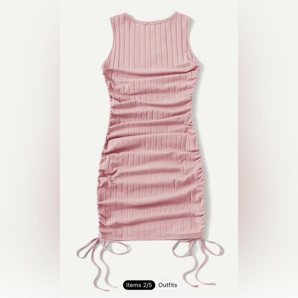 SHEIN Dusty Pink Bodycon Ruched Tank Dress - XL
